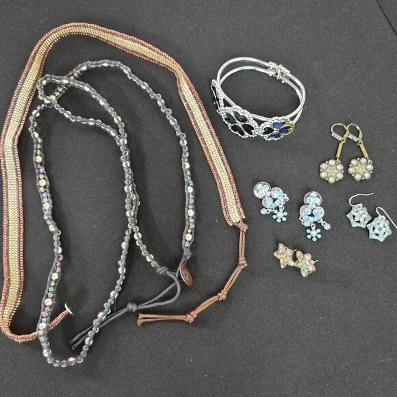 Jewelry - Lot of avant garde costume jewelry two necklaces, 4 pairs earrings, one bracelet